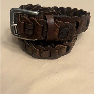 Men's Braided Leather Belt - Dark Brown